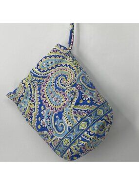 Vera Bradley Capri Blue Ditty Bag Waterproof Drawstring Makeup Accessory Bag